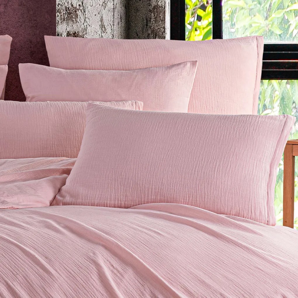 Lenjerie de pat din muselină 4Home Rosa, 135 x 200 cm, 80 x 80 cm