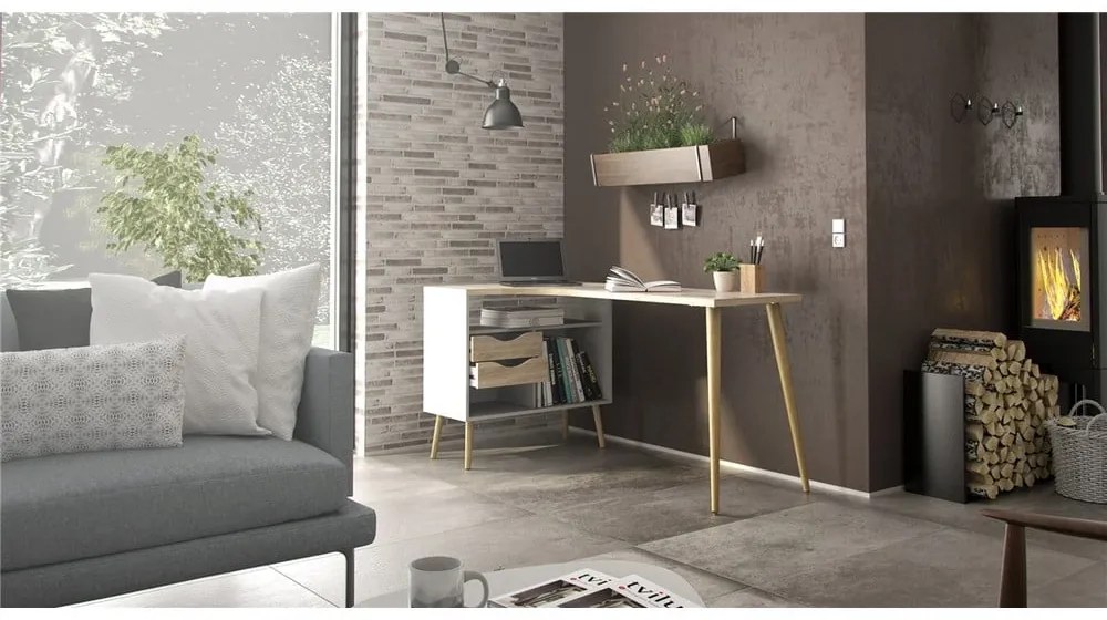 Birou cu aspect de lemn de stejar 145x81 cm Oslo - Tvilum