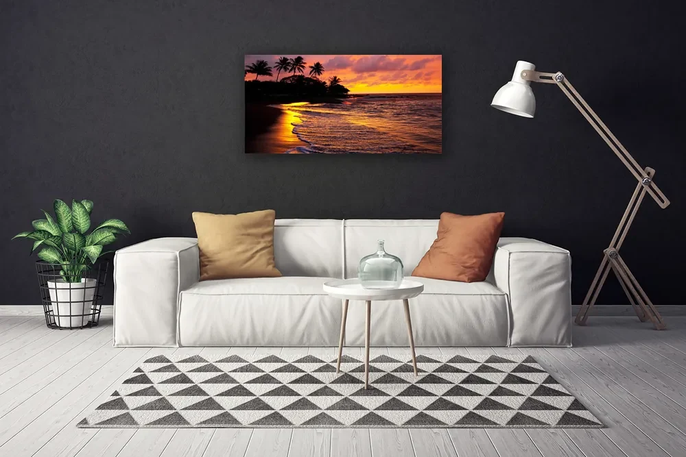 Tablou pe panza canvas Marea Peisaj Galben Negru