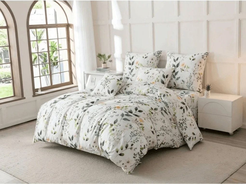 Lenjerie de pat din microfibra FLORAMA albă Dimensiune lenjerie de pat: 70 x 90 cm | 140 x 200 cm