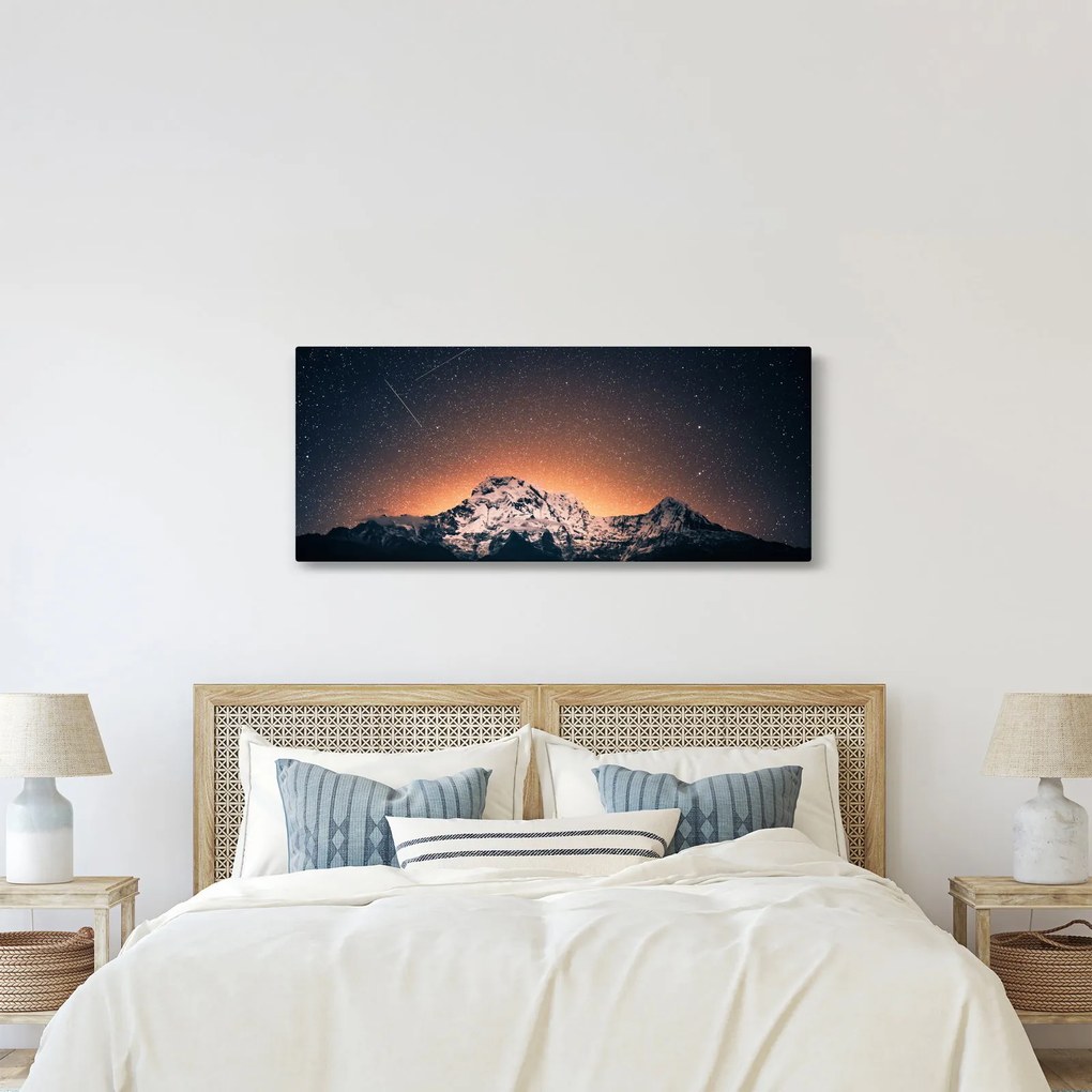 Tablou cu cerul nocturn cu munți (120x50 cm)
