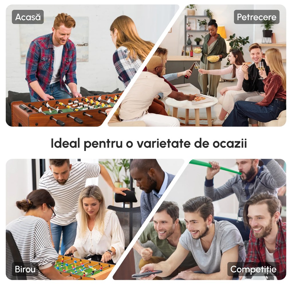 HOMCOM Joc de fotbal de masa cu 22 jucatori si accesorii incluse 84.5 x 40 x 62 cm | Aosom Romania