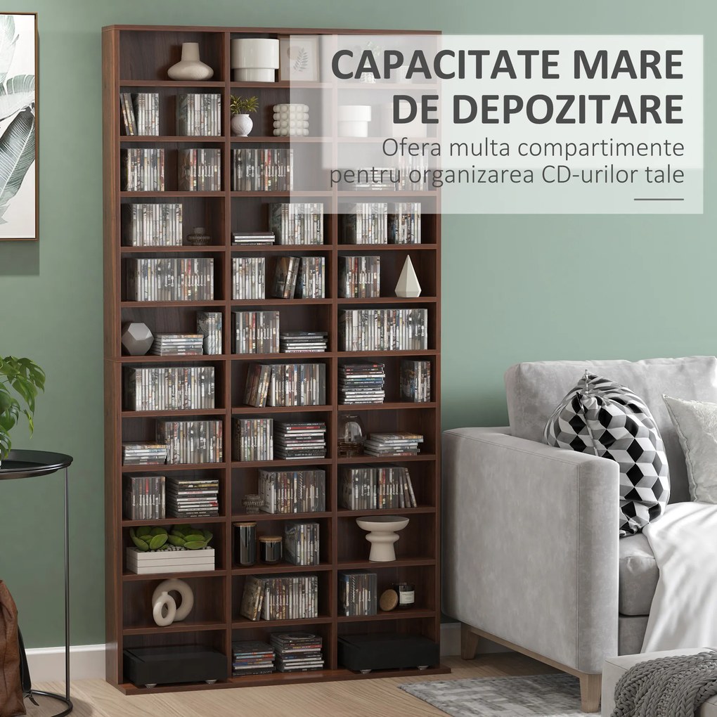 Biblioteca perete pentru camera,birou ,Sarcina 50kg,195x102x23.5cm,maro HOMCOM | Aosom Romania