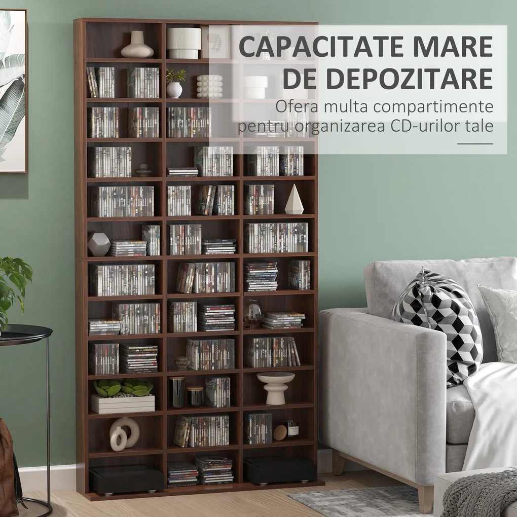 Biblioteca perete pentru camera,birou ,Sarcina 50kg,195x102x23.5cm,maro HOMCOM | Aosom Romania