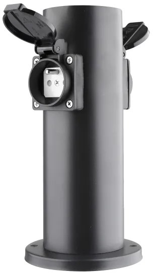Solight PG10B - Stâlp exterior 2 prize 230V IP44 negru rotund