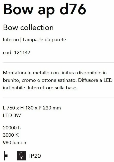 Aplica de perete LED Bow ap d76 Brunito