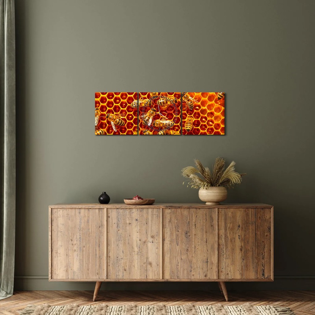 Tablou - Fagure de miere (cu ceas) (90x30 cm)