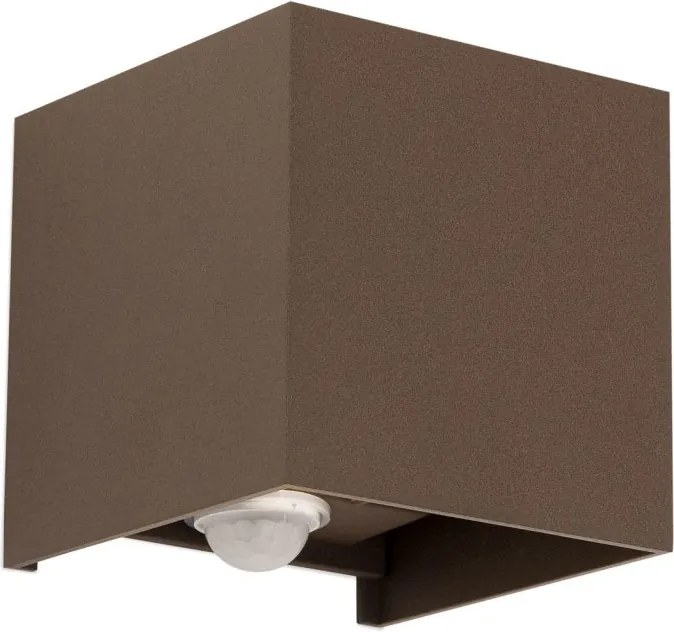Aplica LED de exterior cu senzor de miscare IP54 CUBE-S corten