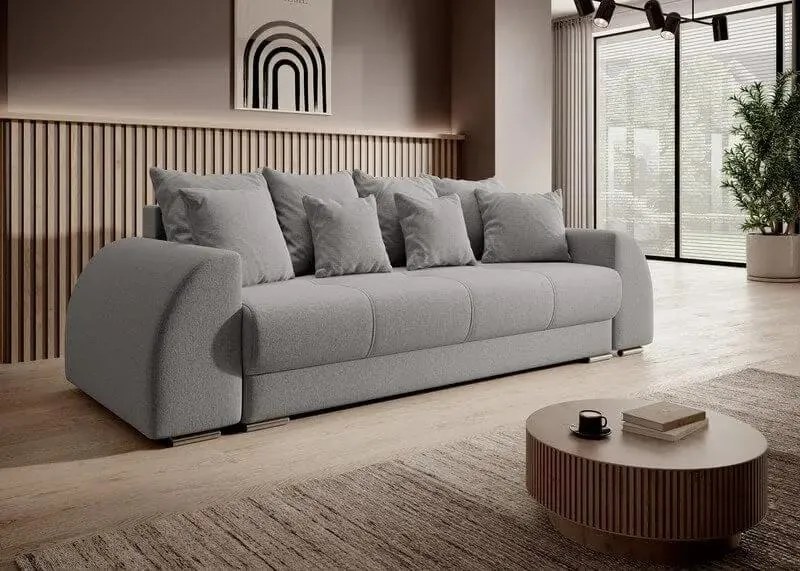 Canapea extensibilă dumonde cu ladă de depozitare si sezut confortabil din spuma high-density, Verona New Grey 260x100 cm