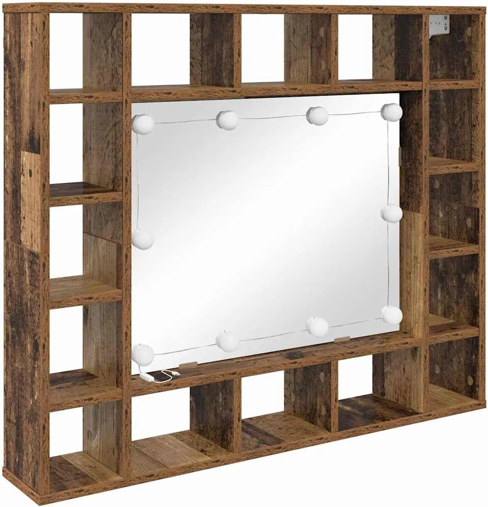 vidaXL Dulap cu oglindă Lemn vechi 91 x 15 x 76,5 cm Lemn compozit