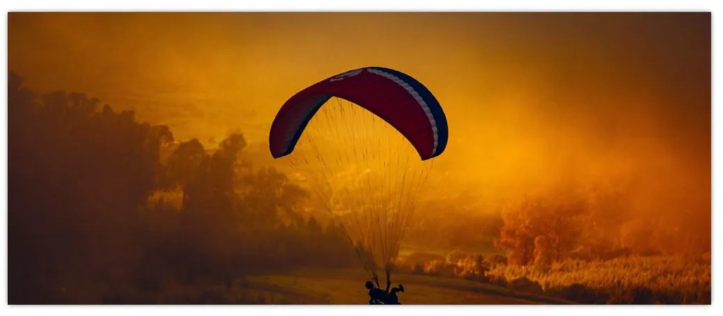Tablou cu parașutistul în apus de soare (120x50 cm)