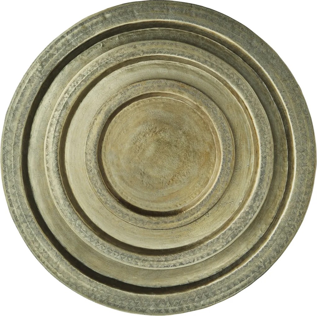 Set 3 tăvi rotunde din aluminiu forjat manual, D28/42/58 cm, „Artisan"