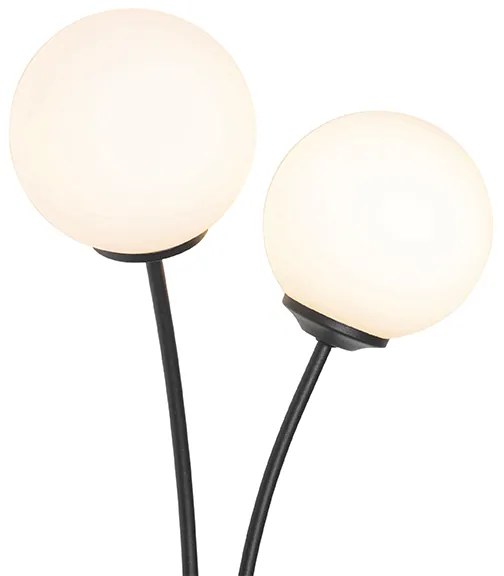 Aplică modernă neagră cu sticlă opalescentă cu 2 lumini - Atena