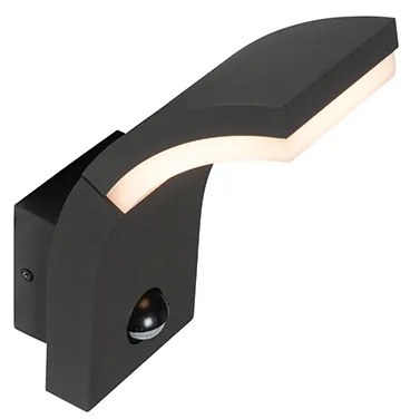 Aplică de perete exterioară antracit cu LED IP54 cu senzor de mișcare - Litt