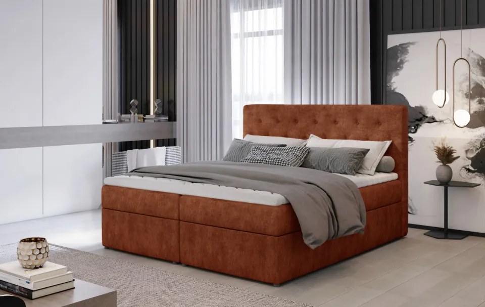 Pat tapitat de tip boxspring, 180x200 cm Loree 181, Eltap (Culoare: Gri inchis / Dora 95)