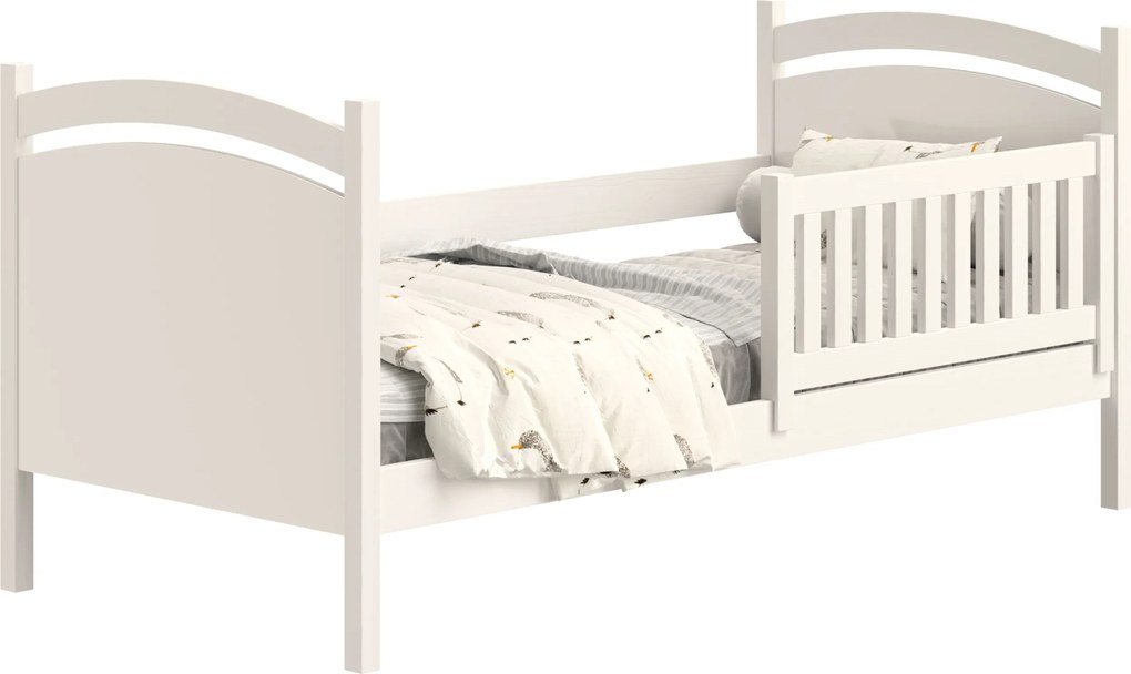Pat copii cu tablă de scris Amely 70x140 - culoare alb