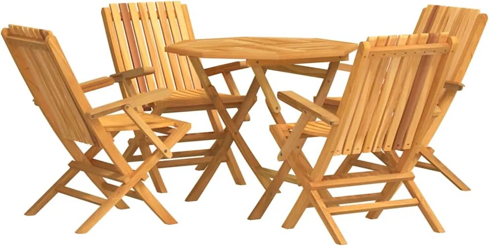 vidaXL Set masă pentru grădină, lemn masiv de tec, 5 piese