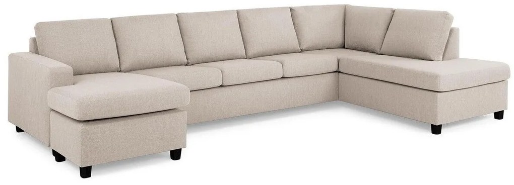 Colțar Scandinavian Choice C161Beige, Negru, 344x199x80cm, Picioare: Plastic