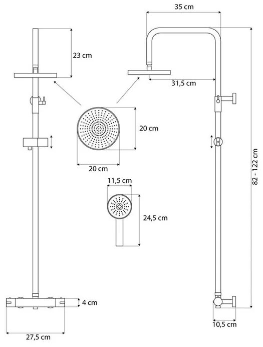 Set dus cu termostat CALANI DAYTON crom