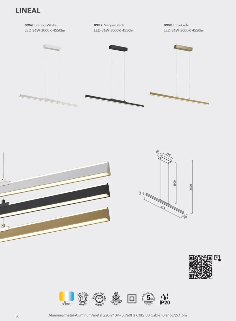 Lustra LED suspendata design modern liniar LINEAL aurie MA-8958