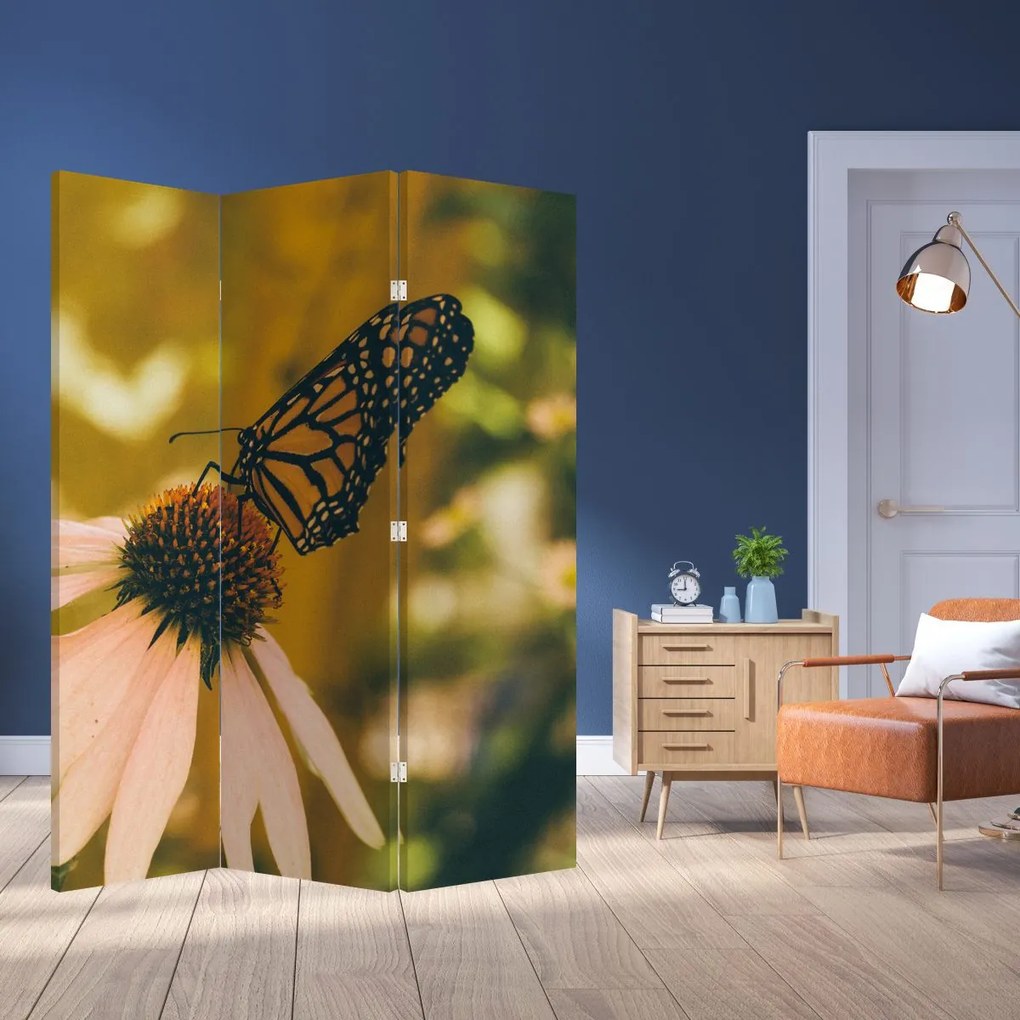 Paravan - Fluture pe floare (126x170 cm)