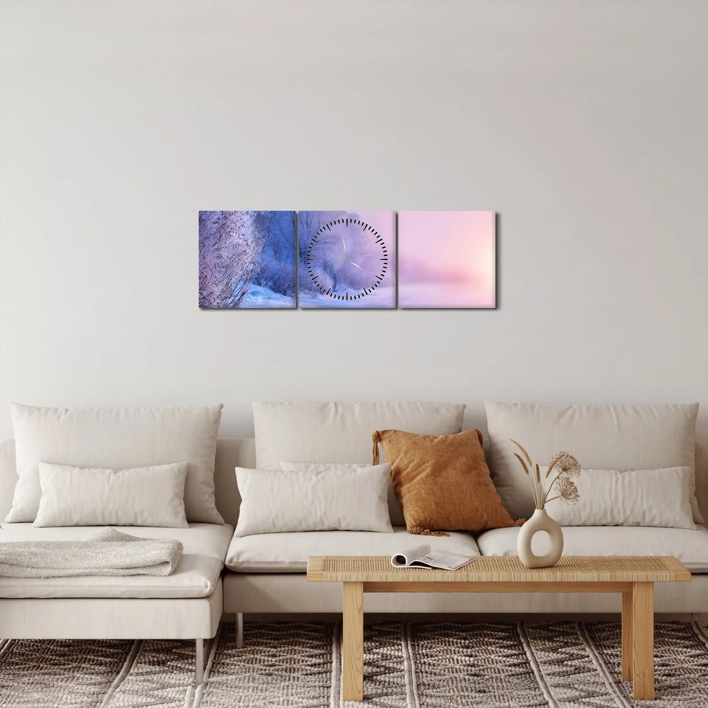 Tablou - Râu înghețat (cu ceas) (90x30 cm)