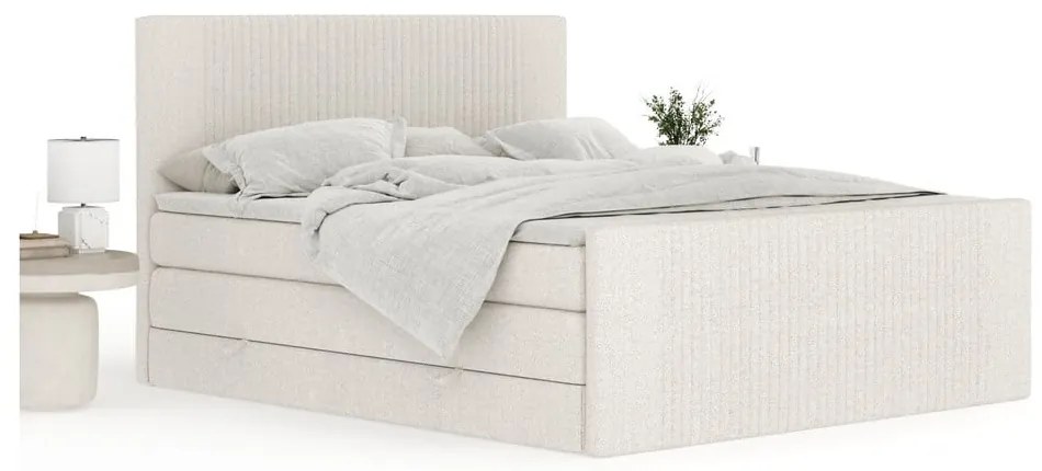 Pat boxspring bej cu spațiu de depozitare 180x200 cm Bergamo – Maison de Rêve