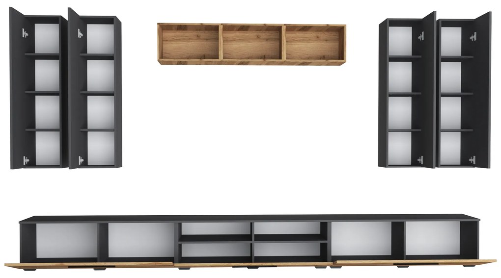 Living haaus Haga V4, Antracit/Stejar Wotan, L 360 cm