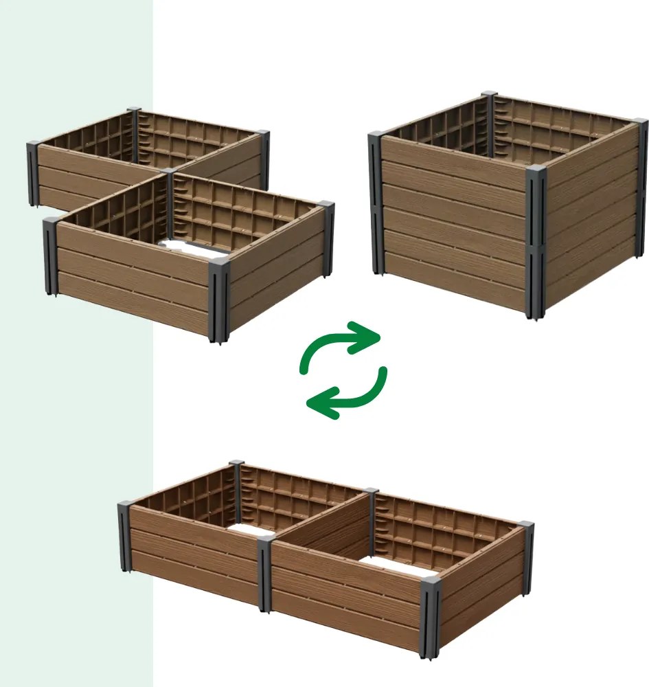 Strat înălțat BASE PLANT, 61x61x46cm, maro natural Prosperplast