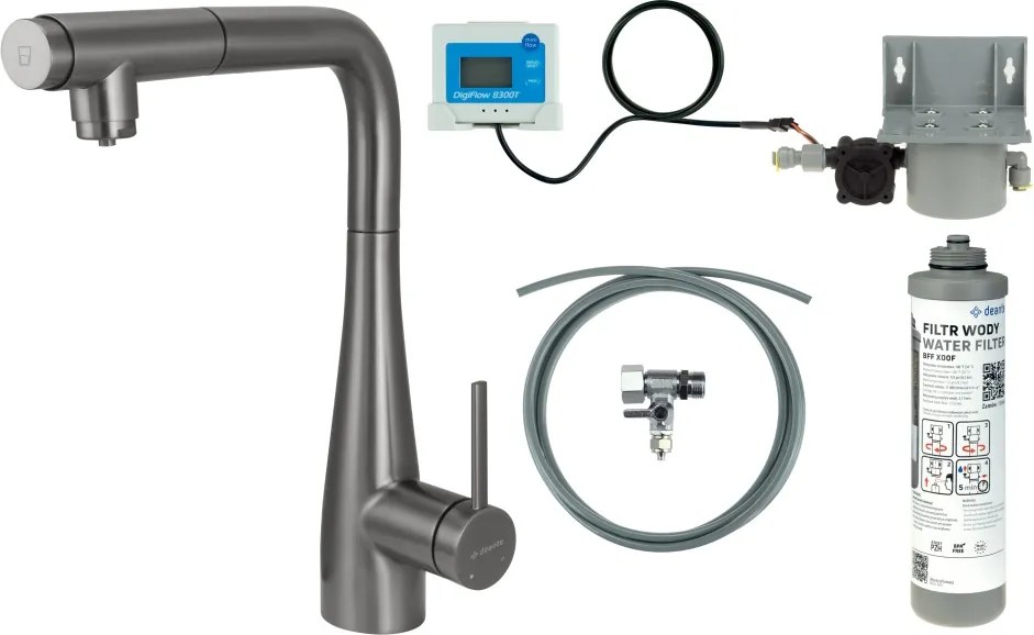 Eridan Baterie pentru bucătărie, cu kit de filtrare a apei, cu pipă extractibilă BREFD75M