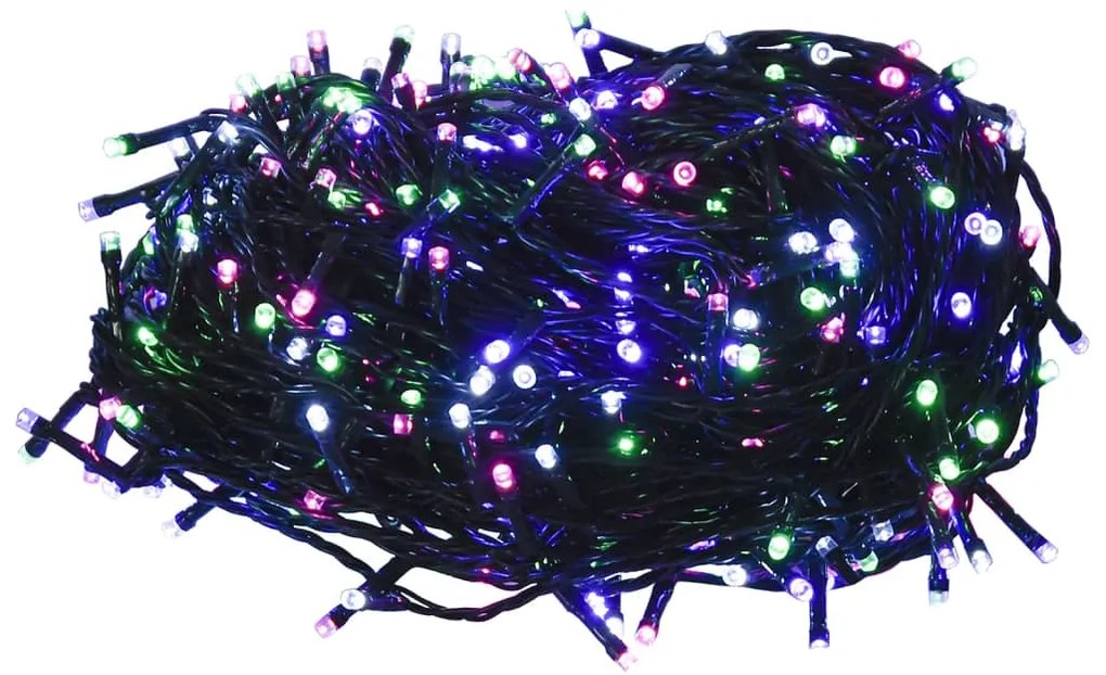 Instalatie cu 1000 LED-uri, pastel multicolor, 100 m, PVC 1, Pastel multicolor si verde inchis, 100 m