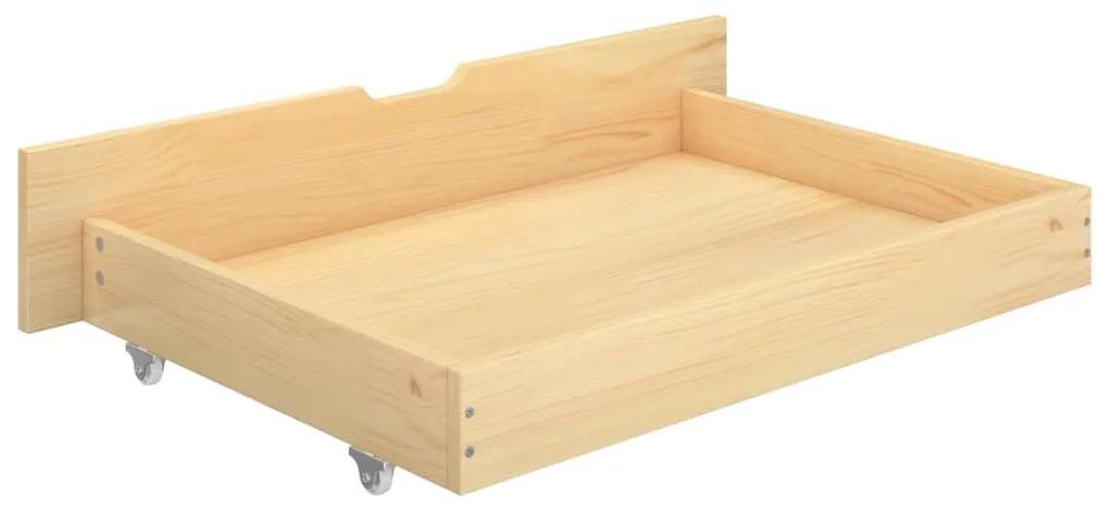 Cadru de pat cu 2 sertare, 180 x 200 cm, lemn masiv pin Lemn deschis, 180 x 200 cm, 2 Sertare