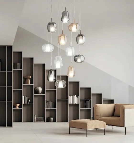 Ondaluce - Lustră THELMA suspendată pe cablu, 3x E27/15W/230V, Ø 19,5 cm, auriu/sticlă clară