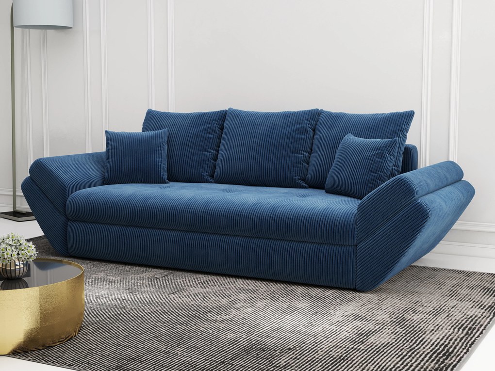 Canapea extensibilă dumonde cu ladă de depozitare si sezut confortabil din spuma high-density, Loana Zoom Blue 250x100 cm