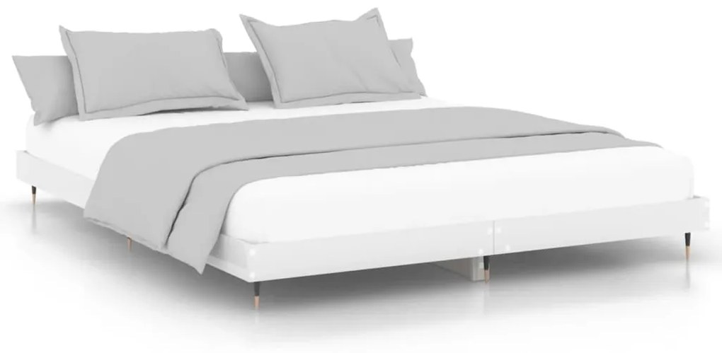 832143 vidaXL Cadru de pat, alb extralucios, 140x200 cm, lemn prelucrat
