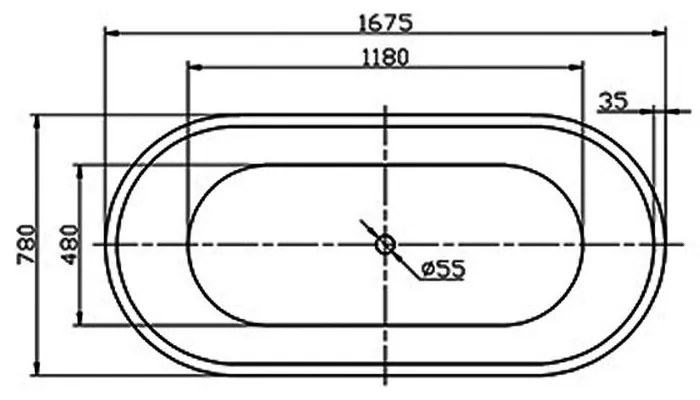 Cada baie freestanding 167 x 78 cm ovala Florida, Ava 1675x780 mm