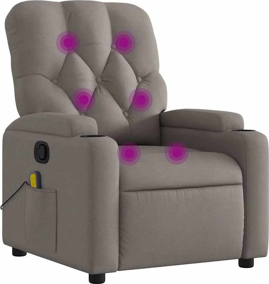 vidaXL Fotoliu de masaj rabatabil, gri taupe, material textil