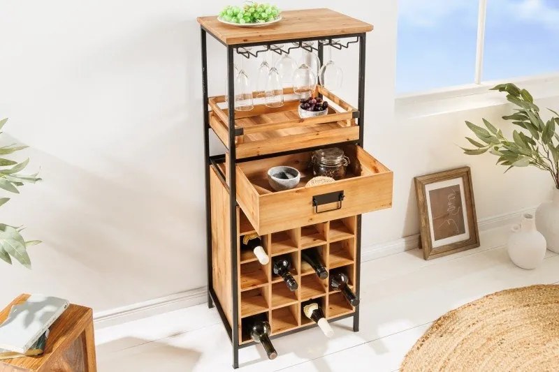 Masuta cu spatiu depozitare sticla si pahare design industrial Seven Seas 120cm