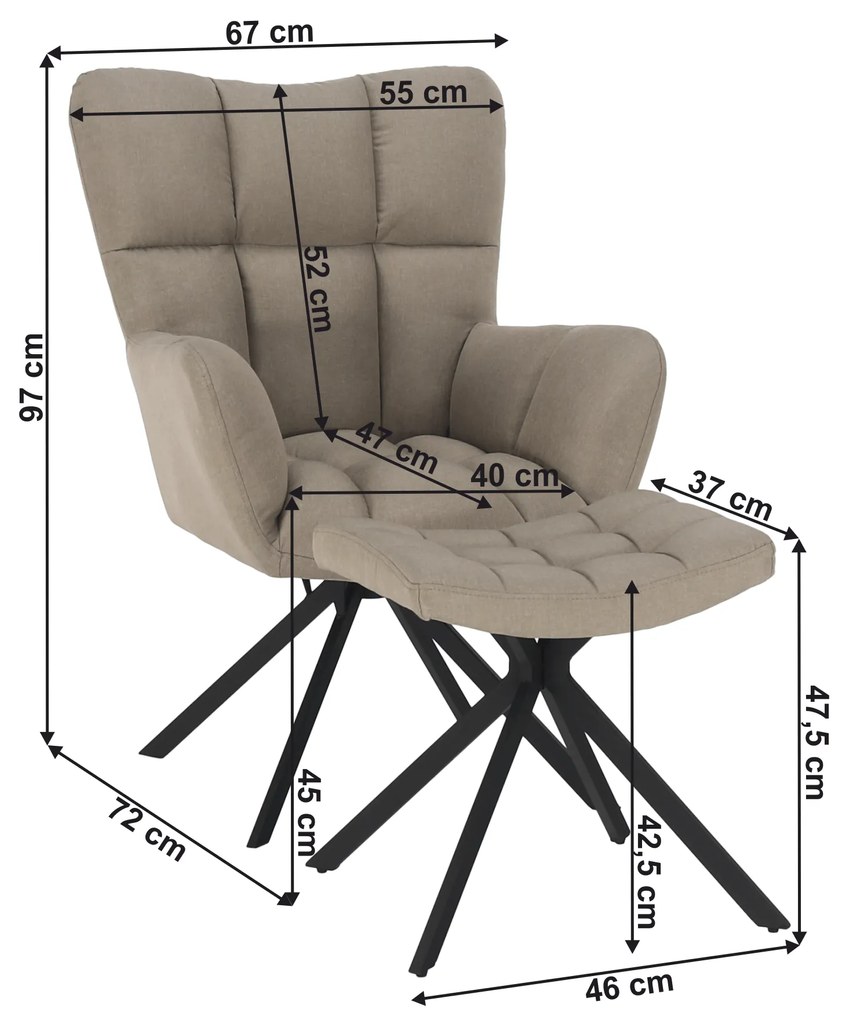Scaun pivotant design cu bază, bej / negru, KOMODO TIP 2