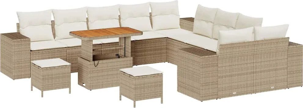 vidaXL Set de canapele pentru grădină 13 pcs Bej și crem poliratan