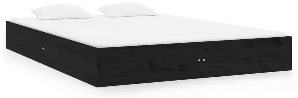 820026 vidaXL Cadru de pat, negru, 200x200 cm, lemn masiv