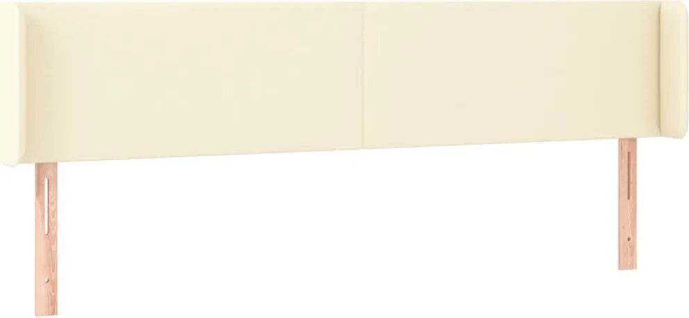 vidaXL Tăblie de pat cu aripioare crem 163x16x78/88 cm piele ecologică
