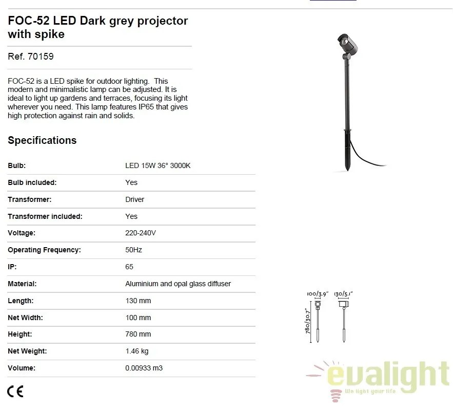 Tarus cu proiector LED iluminat exterior design modern FOC-52 70159
