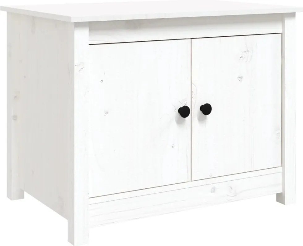 vidaXL Măsuță de cafea, alb, 71x49x55 cm, lemn masiv de pin