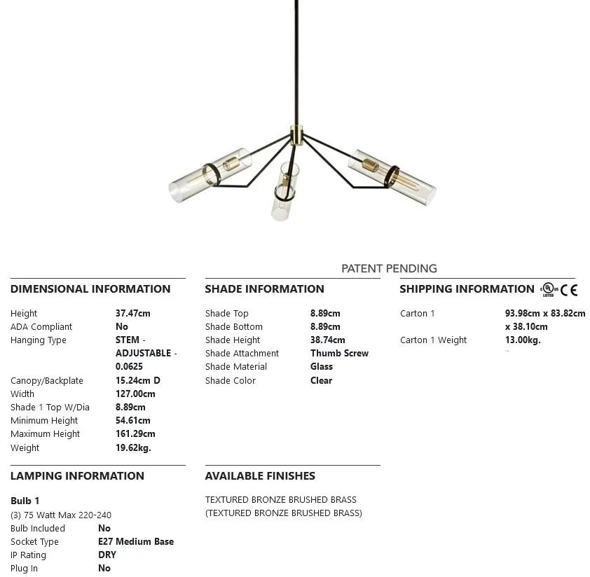 Candelabru LUX design modern RAEF, cu 6 surse de lumina, big