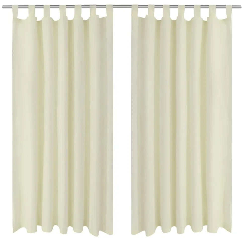 Draperii micro-satin cu bride, 140 x 175 cm, crem, 2 buc.