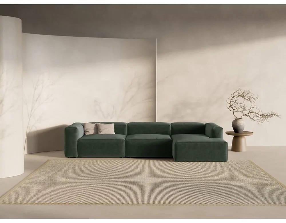 Colțar verde (cu colț pe partea dreaptă/cu șezlong) Bergamo – Cosmopolitan Design