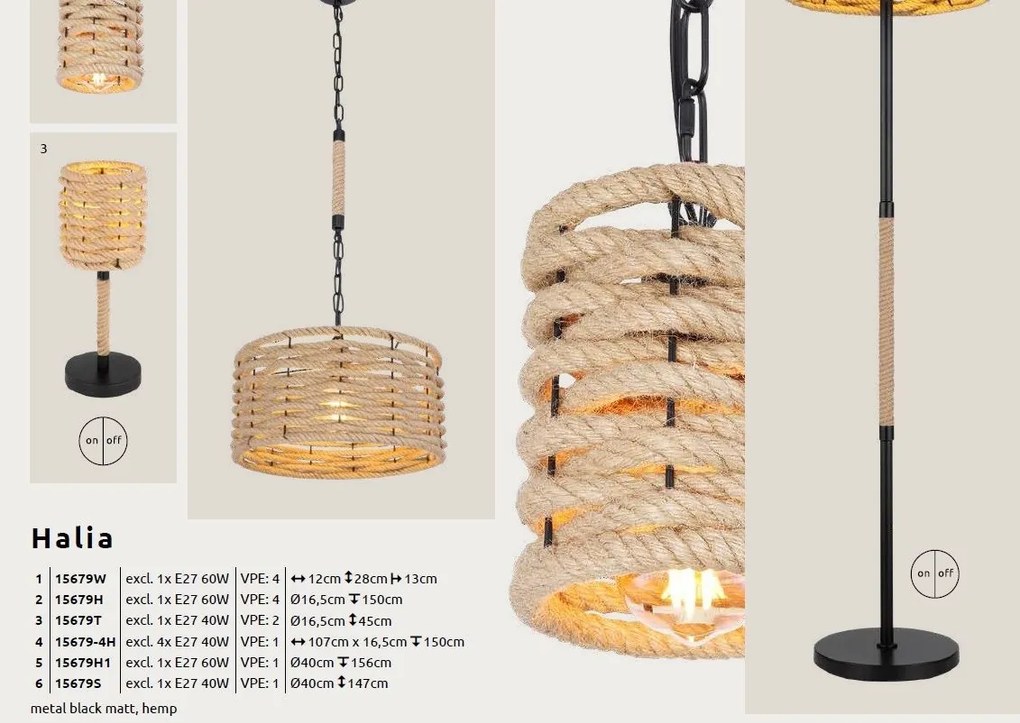 Lampa de masa stil rustic natural HALIA