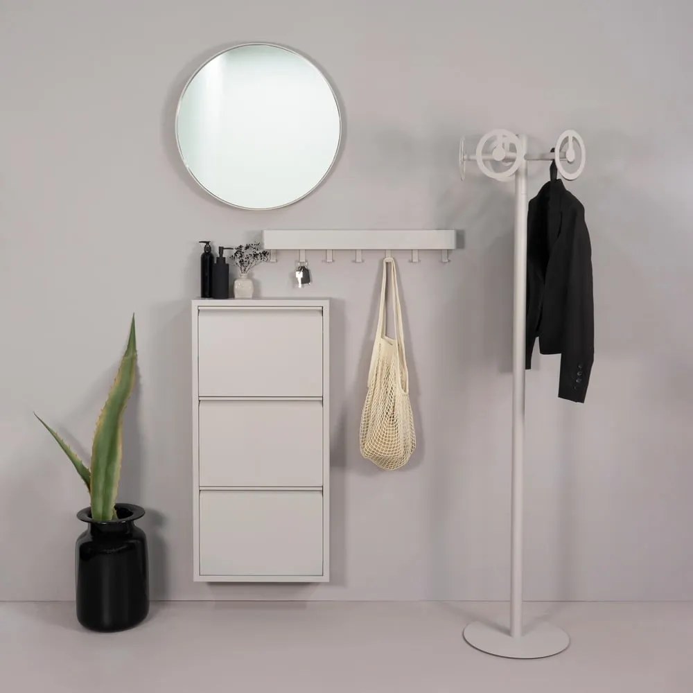 Pantofar taupe cu deschidere înclinată din metal 50x103x15 cm Billy – Spinder Design