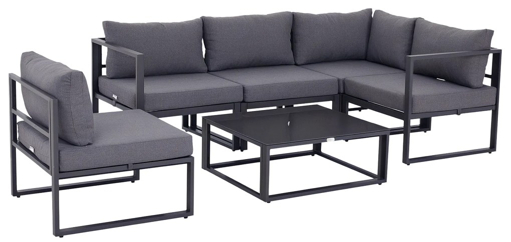 Outsunny set mobilier grădină 6 piese, canapele, colțar, masă auxiliară, aluminiu poliester, perne, pentru 4-5 Persoane | Aosom Romania